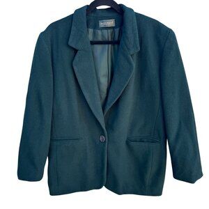 Harvé Benard Vintage 80s 90s Womens Forest Green Wool Oversized Blazer Jacket L